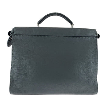 Fendi Selleria Peekaboo Grey Silver Hardware Leather 7Va406 Business Bag Briefcase