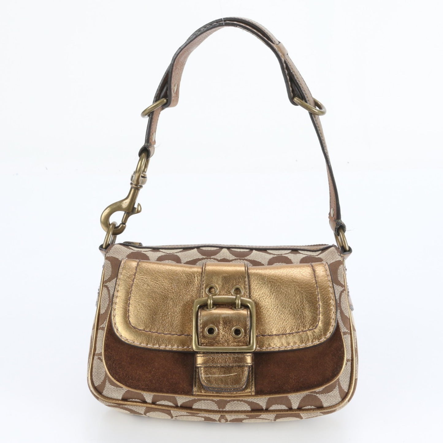 Coach Signature Canvas And Leather Shoulder Bag