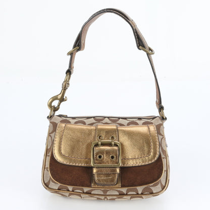 Coach Signature Canvas And Leather Shoulder Bag
