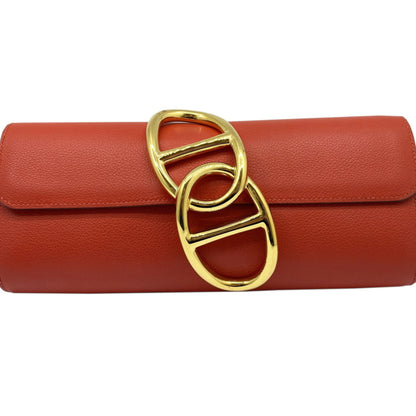 Hermes Hermes Ege Evercolor Red Rouge Tomato Clutch Bag X Stamp 2016 Chaine D'Ancre
