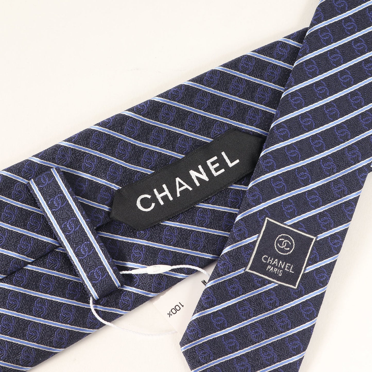 Chanel Coco Mark Regimental Stripe Silk Tie