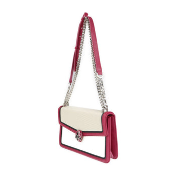 Bvlgari Bulgari Serpenti Diamond Blast Shoulder Bag Leather Fuchsia Ivory Black Quilted Chain