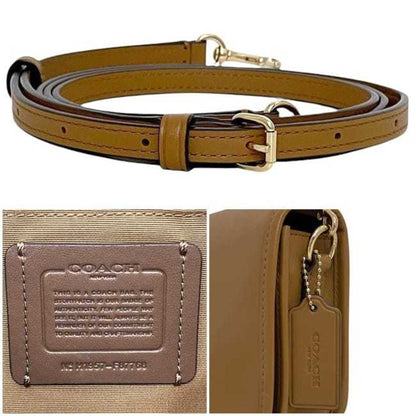 Coach Shoulder Bag Ec-23956 Camel Brown F87768 Leather Crossbody Turnlock Flap