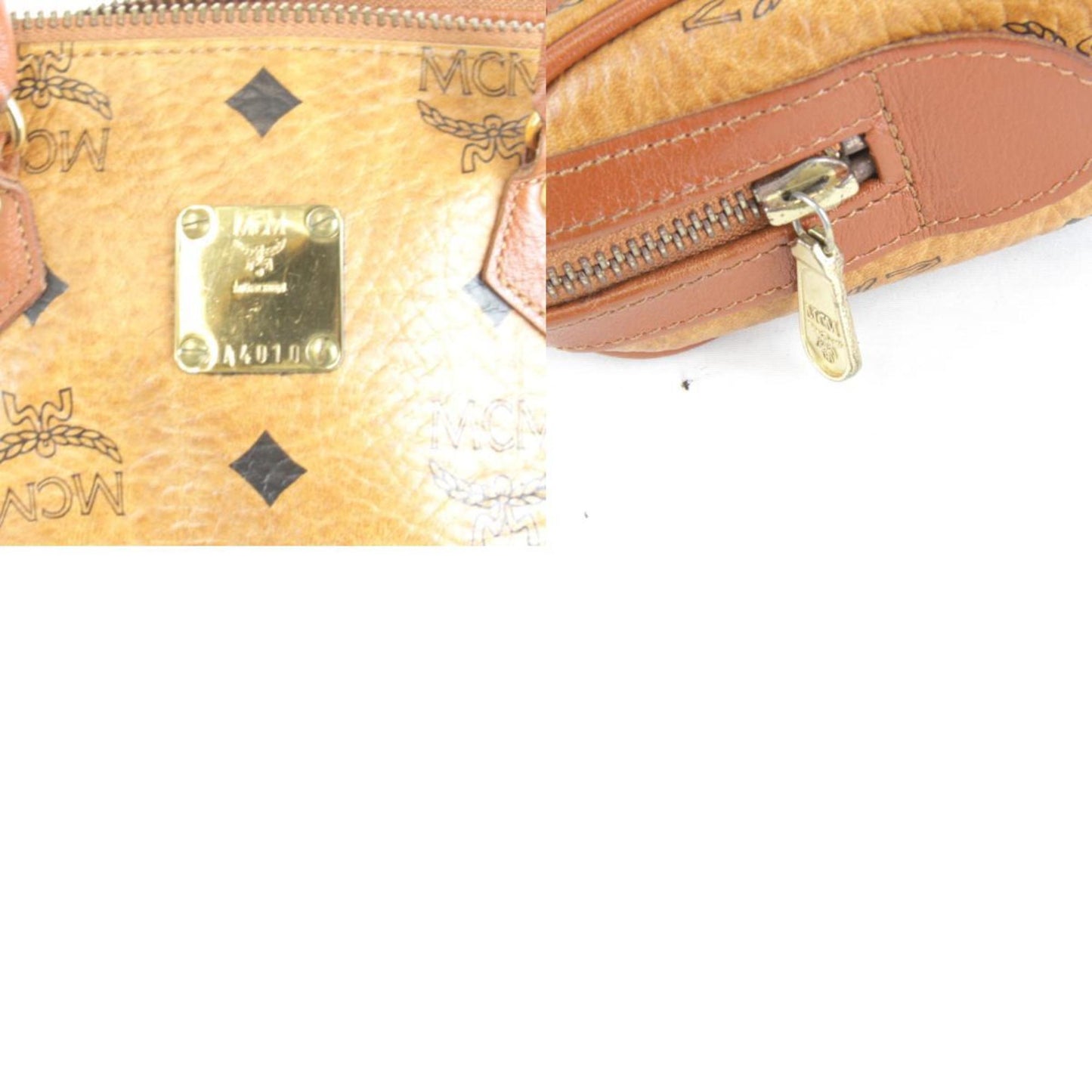 Mcm Visetos 010 Boston Bag Leather Brown