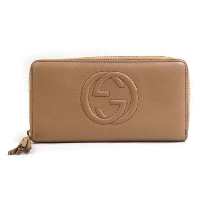 Gucci Soho Round Long Wallet In Beige And Gold Leather