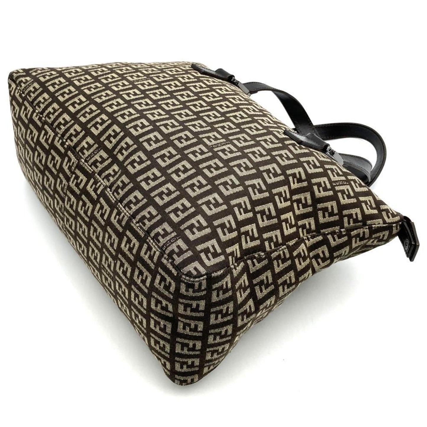 Fendi Zucchino Handbag Tote Bag In Brown Canvas
