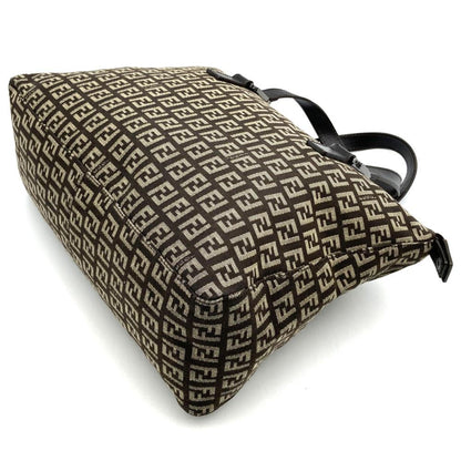 Fendi Zucchino Handbag Tote Bag In Brown Canvas