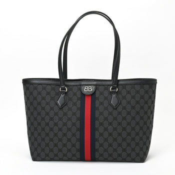 Balenciaga X Gucci Hacker Project Medium Tote Bag 680125 Canvas Leather Black S-156852