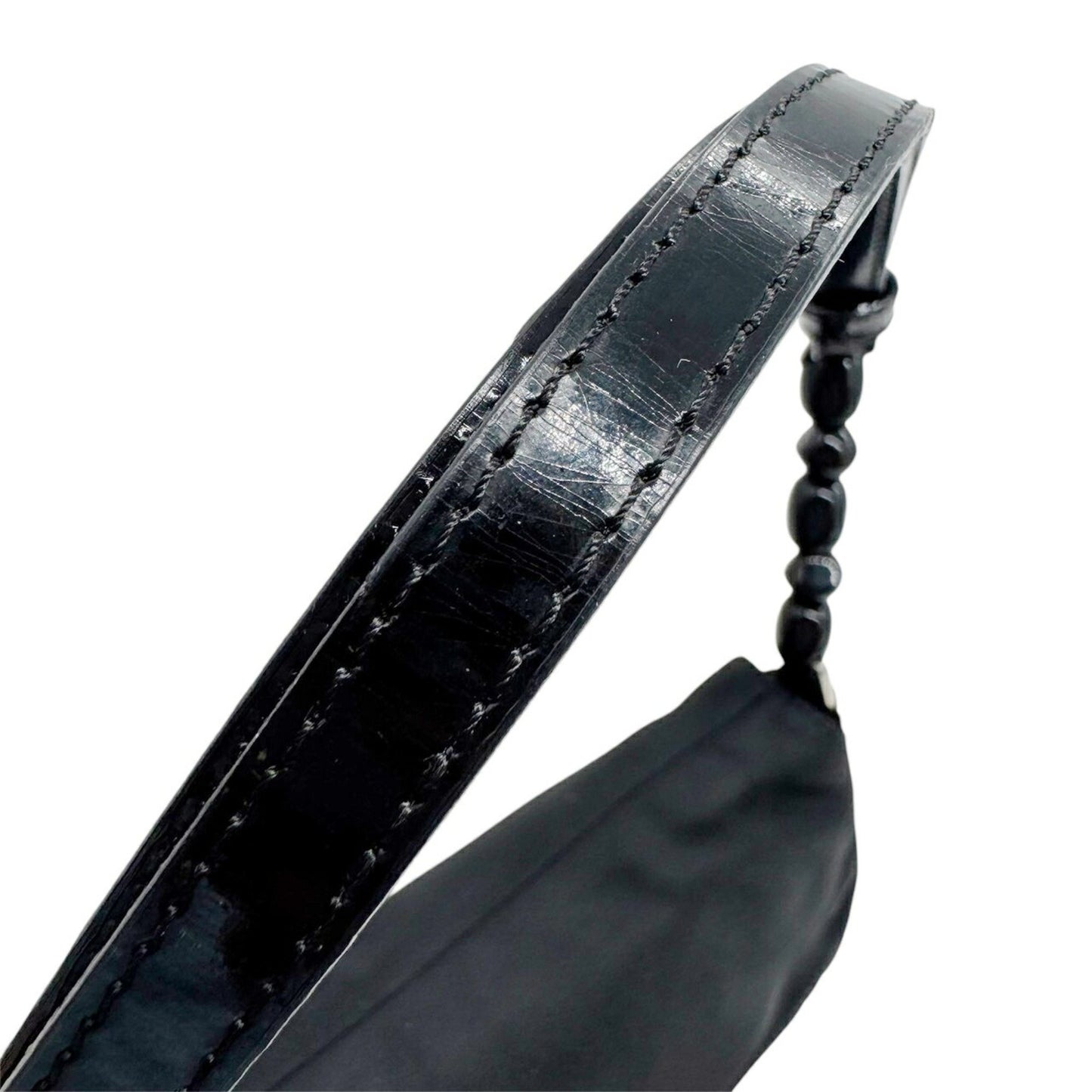 Christian Dior Maris Pearl Nylon Handbag In Black