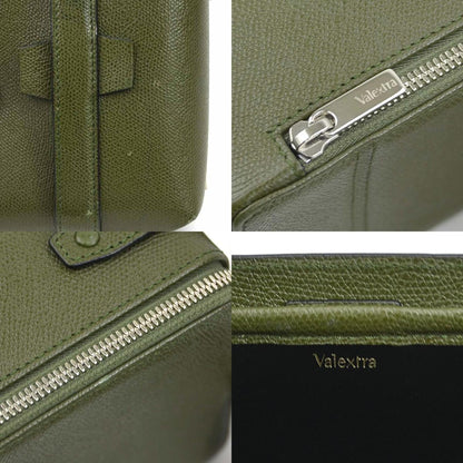 Valextra Shoulder Bag Trick Track Leather Khaki