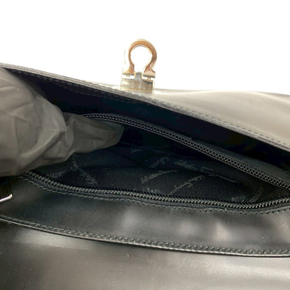 Salvatore Ferragamo Gancini Hardware Leather Semi-Shoulder Bag In Black