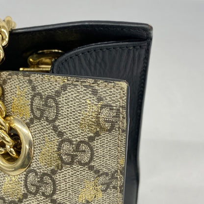 Gucci Gg Supreme Bee Shoulder Bag 498156 Leather Brown Black
