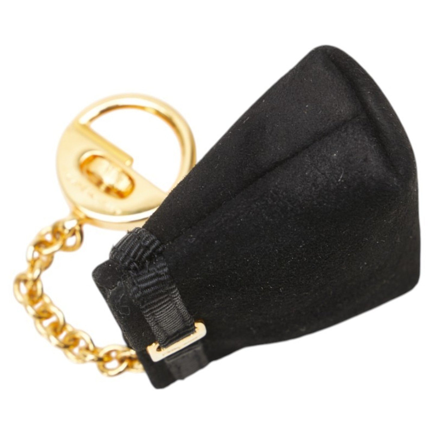 Salvatore Ferragamo Vara Pouch Bag Charm Keychain Black Suede