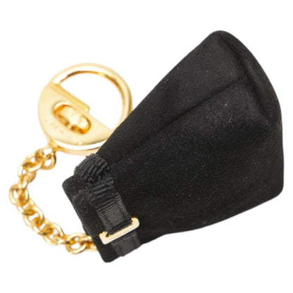 Salvatore Ferragamo Vara Pouch Bag Charm Keychain Black Suede