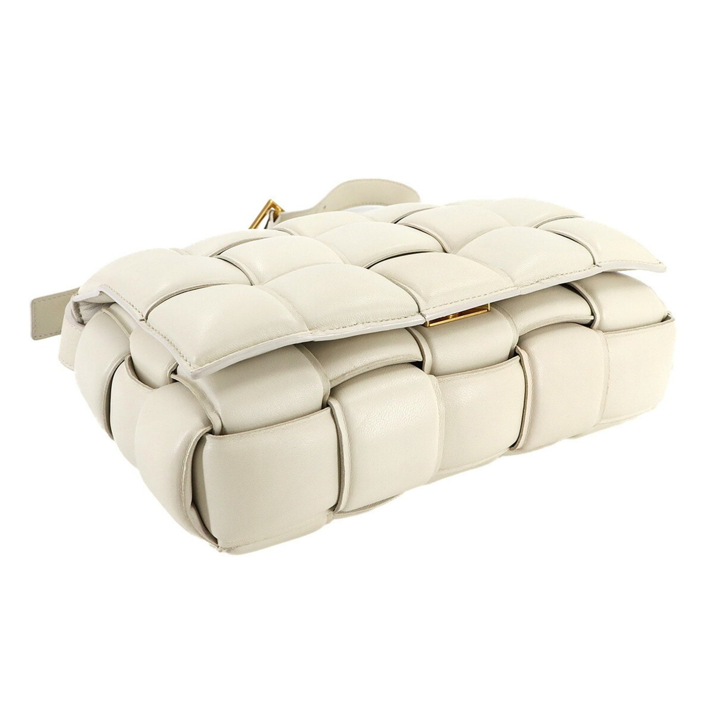 Bottega Veneta Intrecciato Padded Cassette Shoulder Bag In White Leather