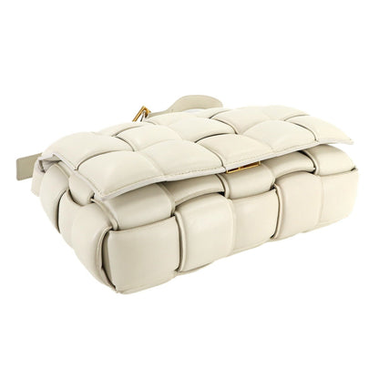 Bottega Veneta Intrecciato Padded Cassette Shoulder Bag In White Leather