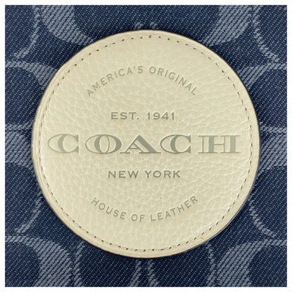 Coach Signature Navy/White Canvas/Leather Shoulder Bag