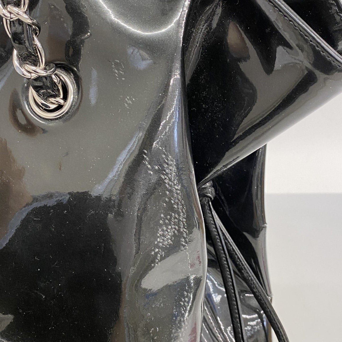 Chanel Patent Leather Black Chain Tote Bag
