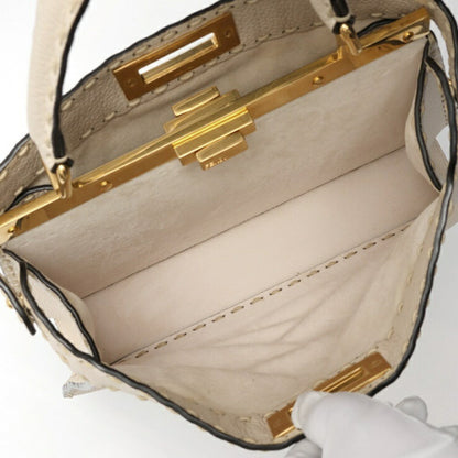 Fendi Peekaboo I See You Medium Bag 8Bn321 Selleria Leather Ivory K-158715