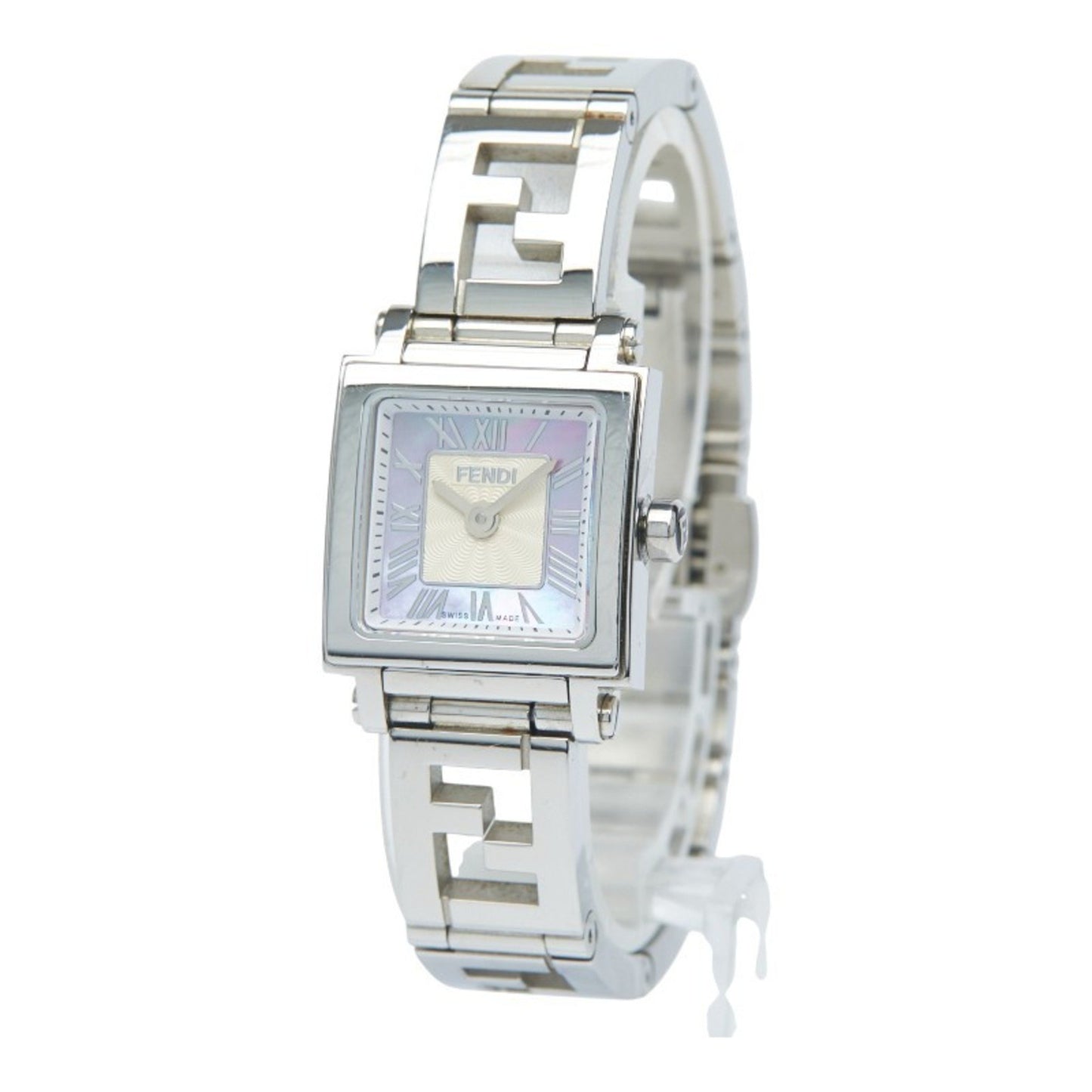 Fendi Quadromini Watch 60500L Quartz Purple Dial Stainless Steel