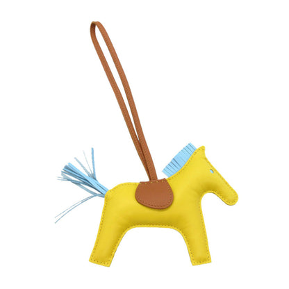 Like New Herms Rodeo Mm Bag Charm Keychain In Anjou Milo Jaune-Naples/Cleste Gold With D Stamp