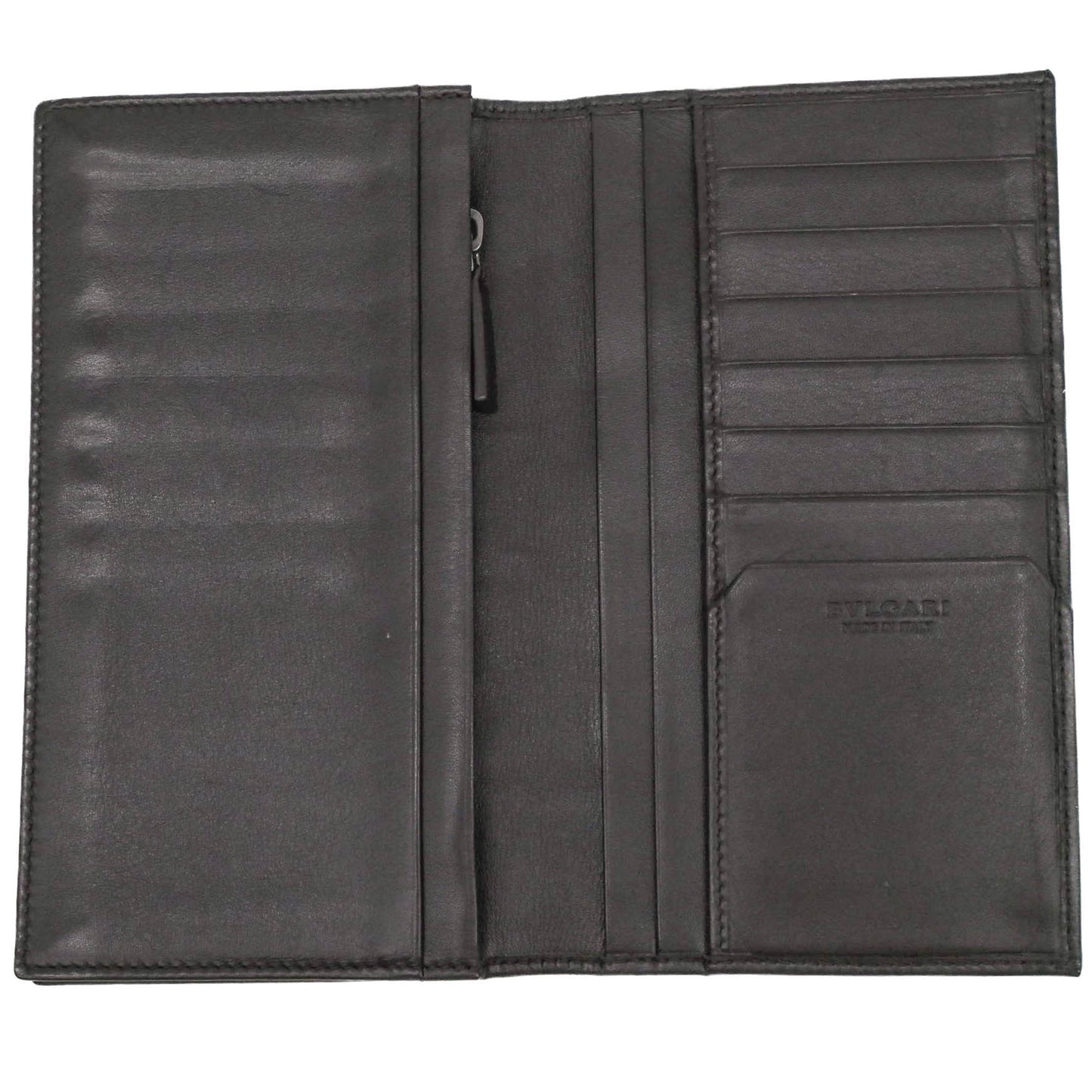 Bvlgari Bulgari Octo Bi-Fold Long Wallet Leather Brown Coin Purse 36966