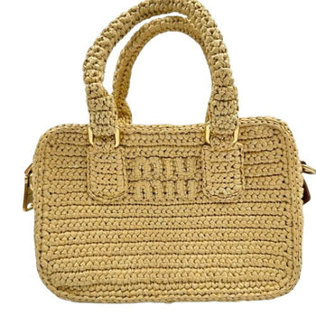 Miu Crochet Handbag 5Bb123 Beige