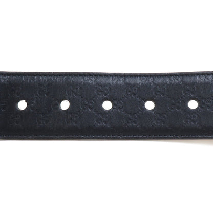 Gucci Belt Micro Guccissima Leather Metal Navy Silver