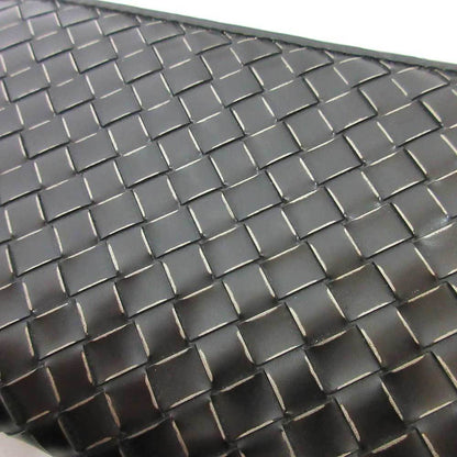 Bottega Veneta Wallet Long Round Zipper Black Intrecciato