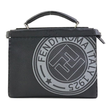 Fendi Handbag Shoulder Bag Peekaboo Fit Leather Black Grey Silver