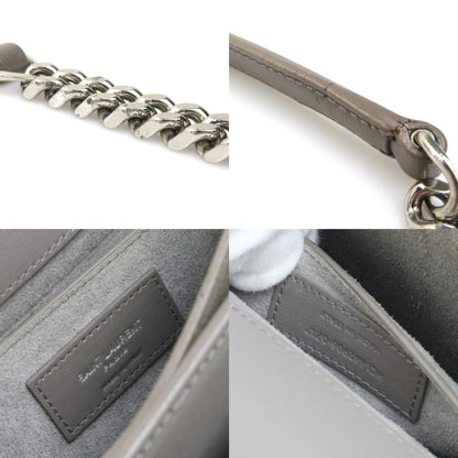 Saint Laurent Shoulder Bag Leather Metal Grey Silver