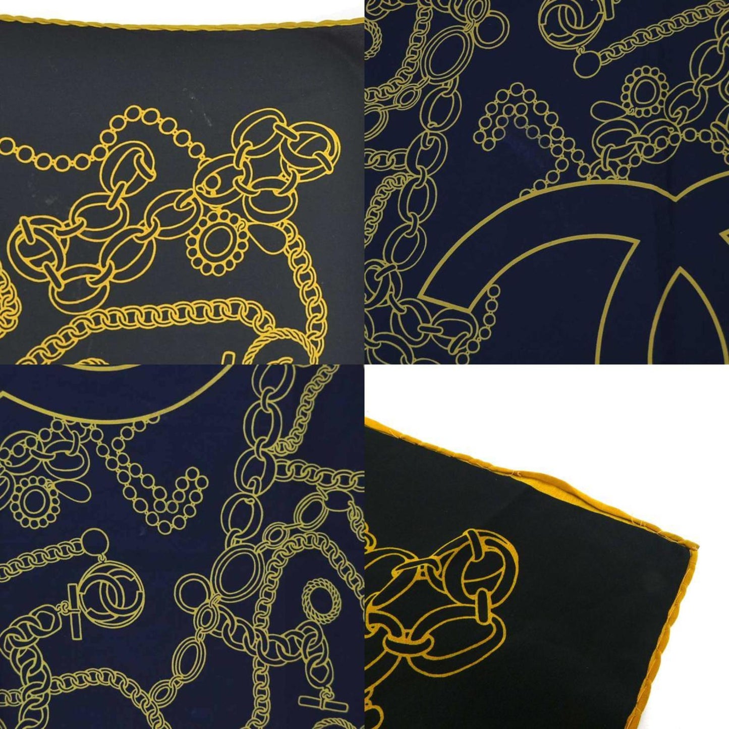 Chanel Scarf/Muffler Silk Black/Yellow