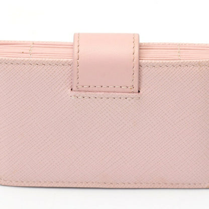 Prada Accordion Card Holder Case 1Mc211 Saffiano Leather Pink S-159269
