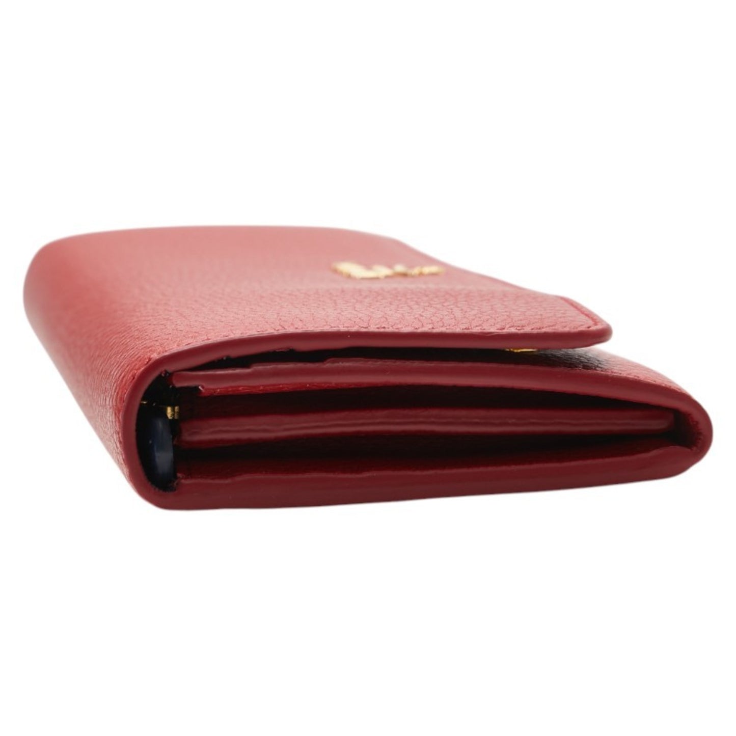 Prada Vitello Dino Long Wallet 1Mh132 Red Calfskin Leather