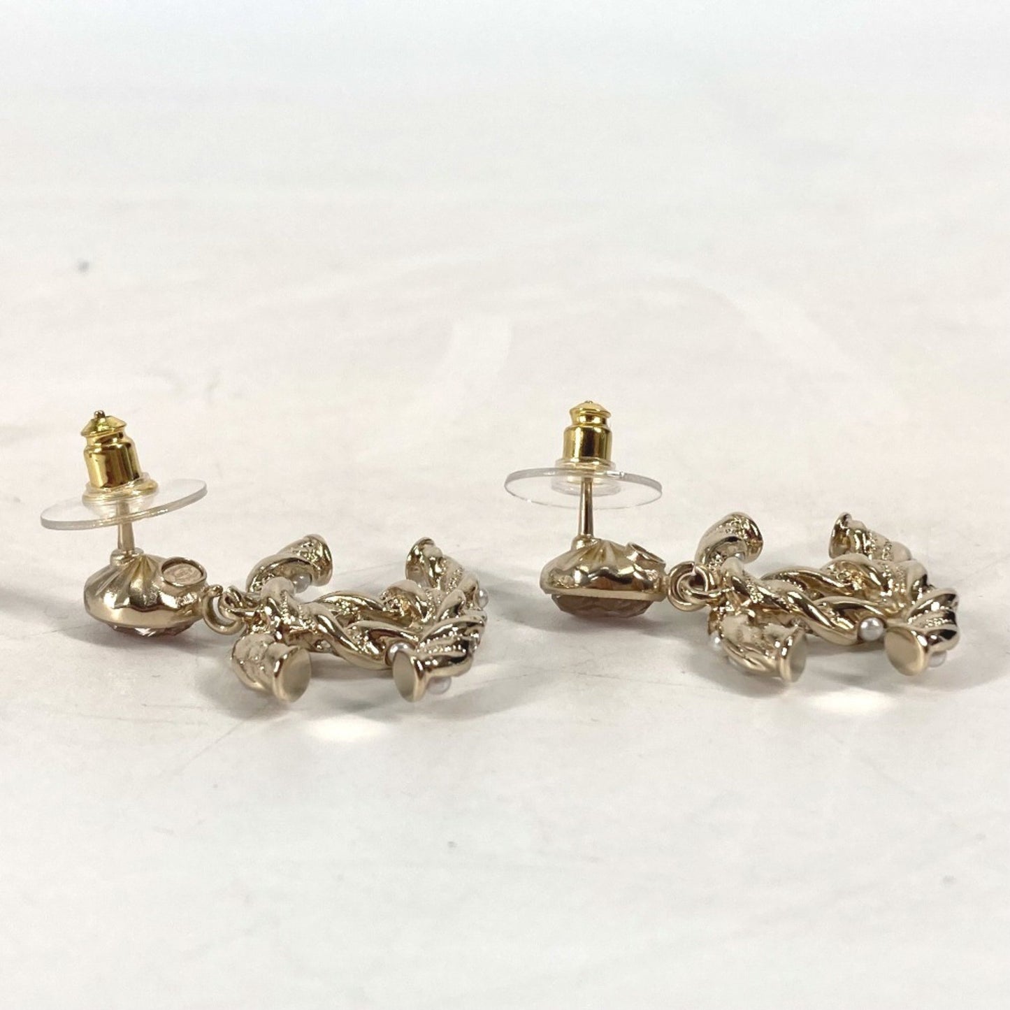 Chanel Abb511 23B Cc Coco Mark Rhinestone And Faux Pearl Earrings