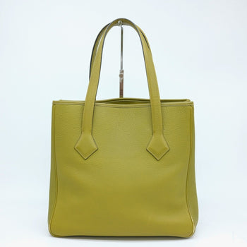 Hermes Victoria Cabas 32 Tote Bag In Taurillon Clemence Anise Green
