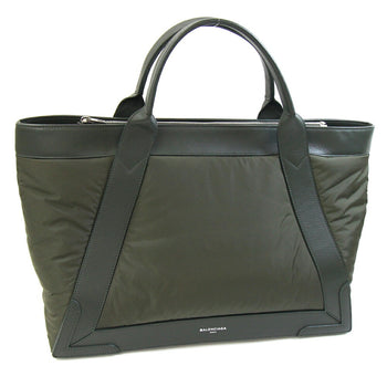 Balenciaga Handbag Navy Cabas M 363419 Khaki Nylon Leather Hand Tote