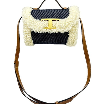 Tod'S Tods Shoulder Bag T Timeless Denim Sheepskin Blue Navy