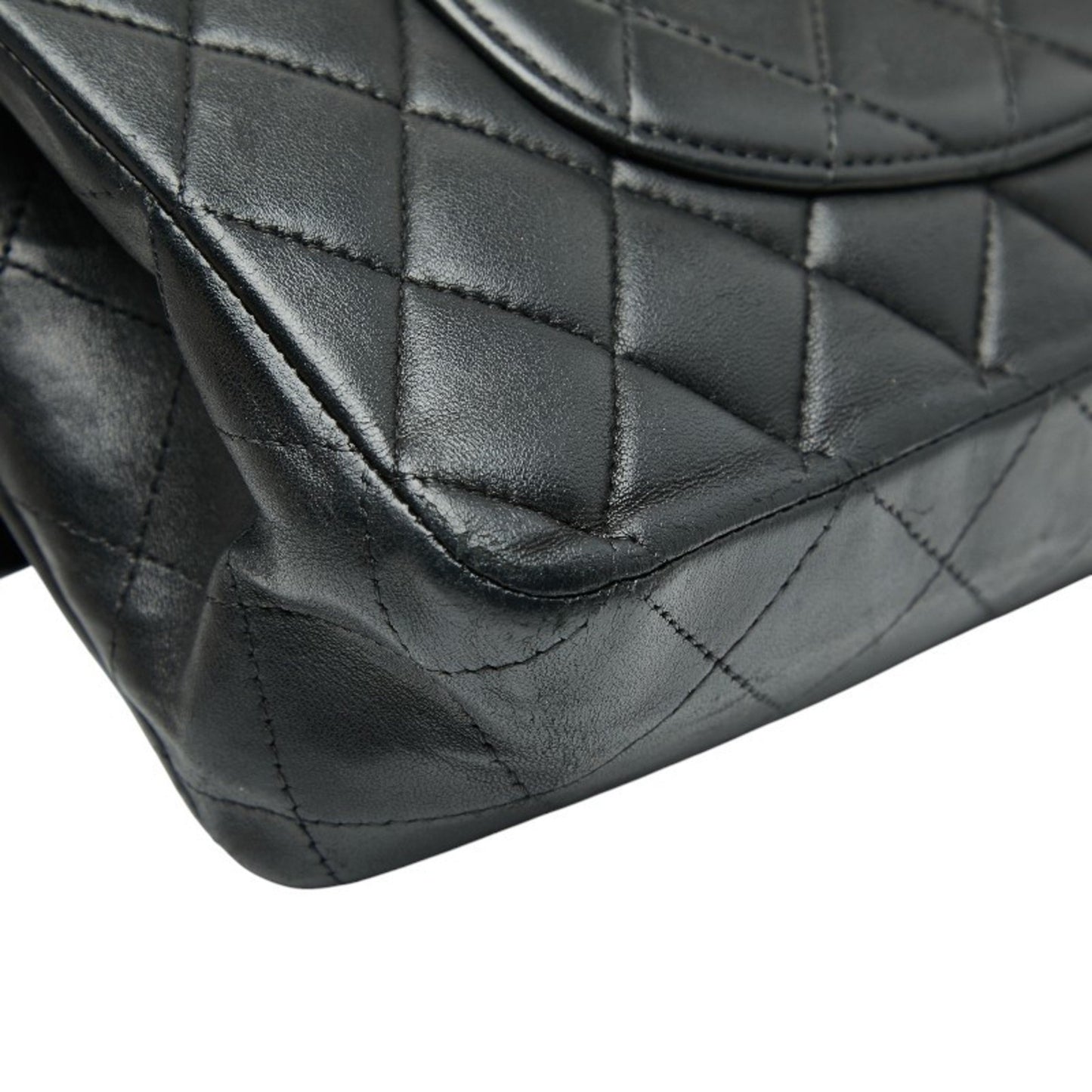 Chanel Matelasse 25 Coco Mark Double Flap Chain Shoulder Bag In Black With Silver Hardware And