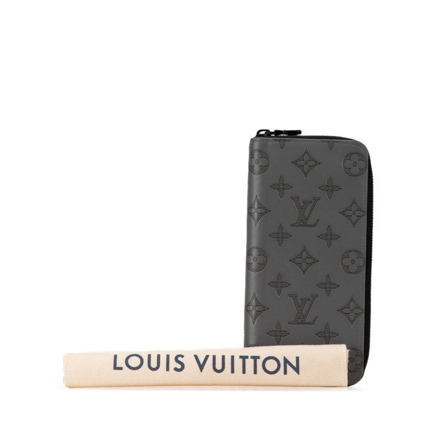 Louis Vuitton Monogram Shadow Zippy Wallet Vertical Long M81384 Grey Leather