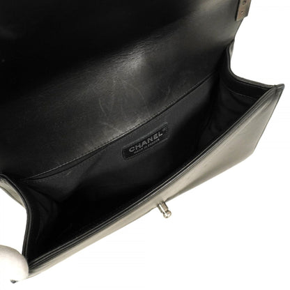 Chanel Shoulder Bag Boy Chain Leather Black