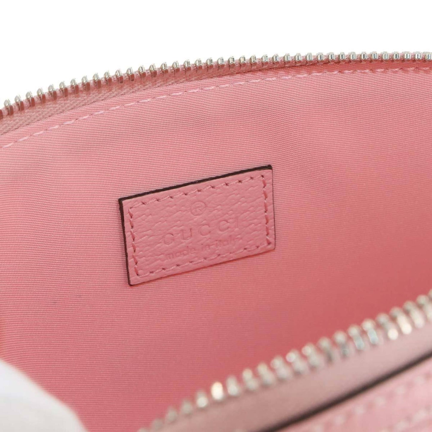 Gucci Ophidia Gg Supreme Pouch Bag Leather Pink 625551 Silver Hardware