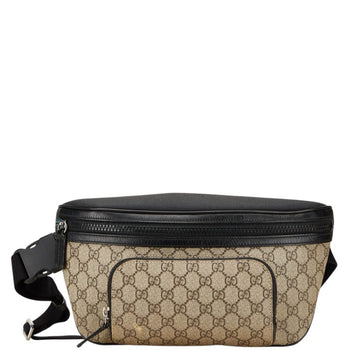 Gucci Gg Supreme Waist Bag 450946 Beige Black Leather