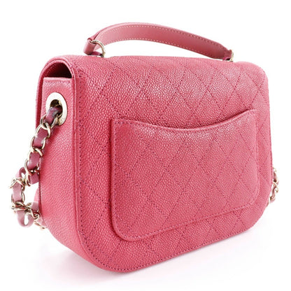 Chanel Coco Mark Handbag Shoulder A93659 Caviar Skin 2018 Pink 2Way Flap Top Handle