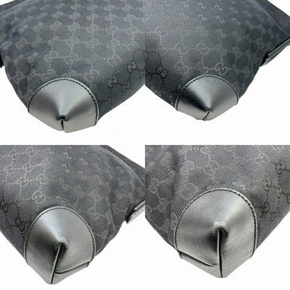 Gucci Shoulder Bag 337598 Gg Canvas Sherry Line Black Leather