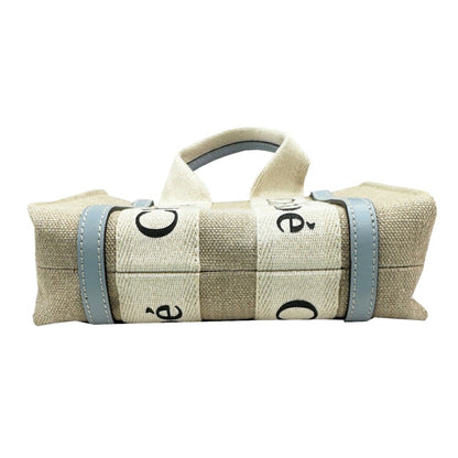 Chlo Chloe Woody Small Blue Canvas Shoulder Bag Handbag