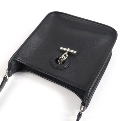 Hermes Vespa Tpm Shoulder Bag In Black With Epsom Leather And Silver Hardware