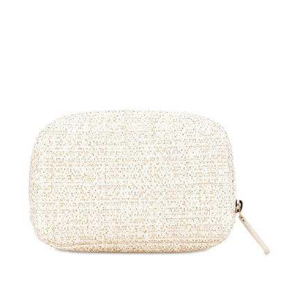 Chanel Deauville Pouch White Gold Tweed