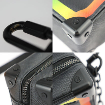 Louis Vuitton Louis Vuitton Mini Soft Trunk Taiga Shoulder Bag M30351 Leather Black Rainbow