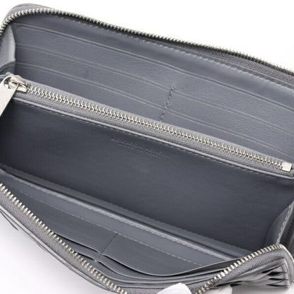 Bottega Veneta Intrecciato Zip Around Wallet Round 749427 Leather Gray K-157902